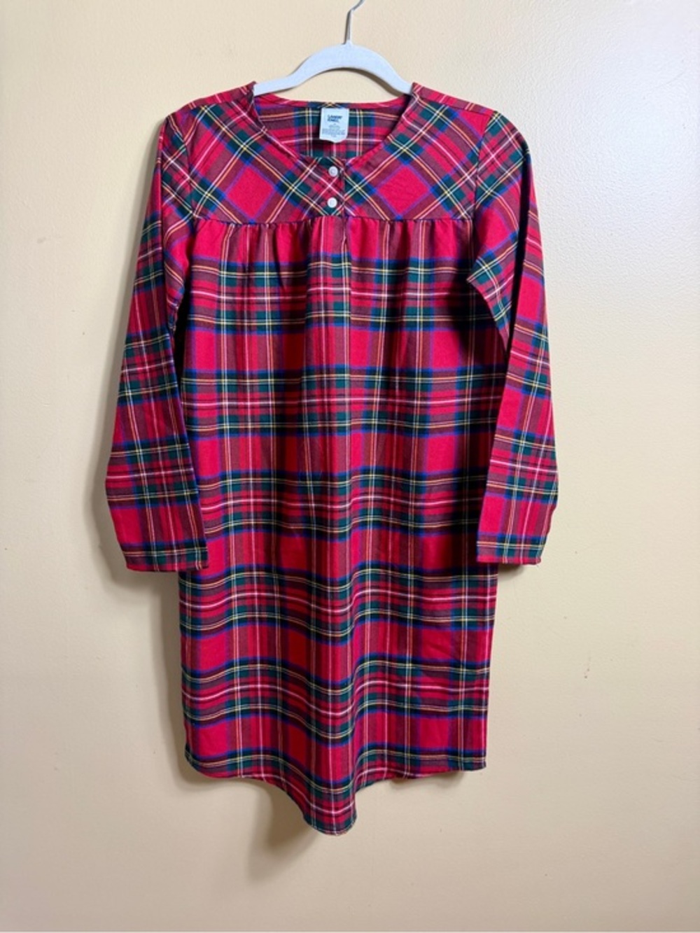 NWOT Lands End red tartan plaid nightgown   Size 16